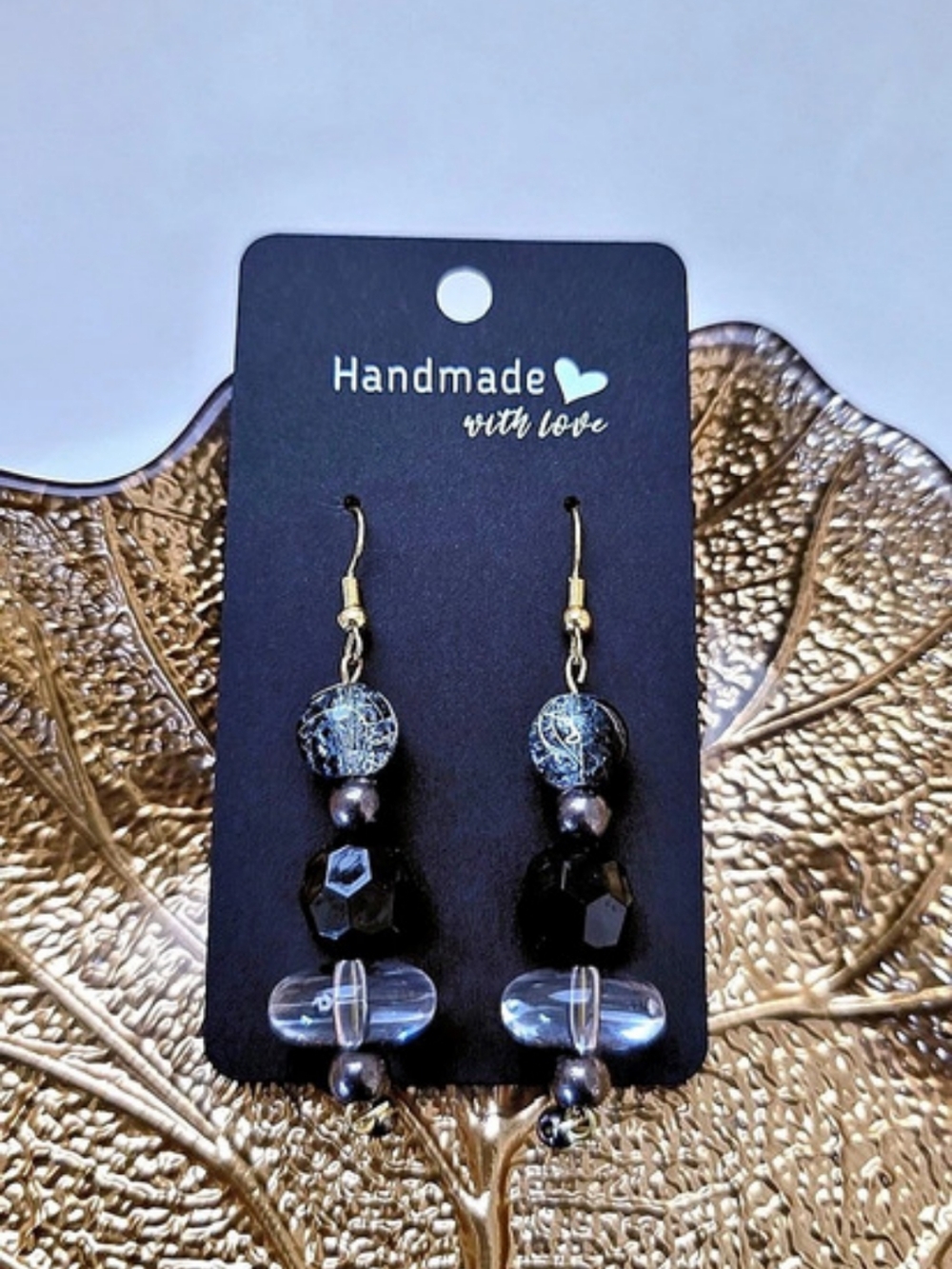 Handmade, Midnight Muse Beaded Drop Earrings